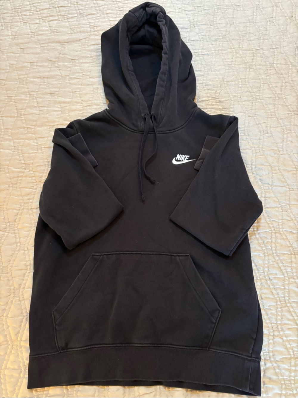 Nike Black Pullover Hoodie Sweatshirt with White Swoosh